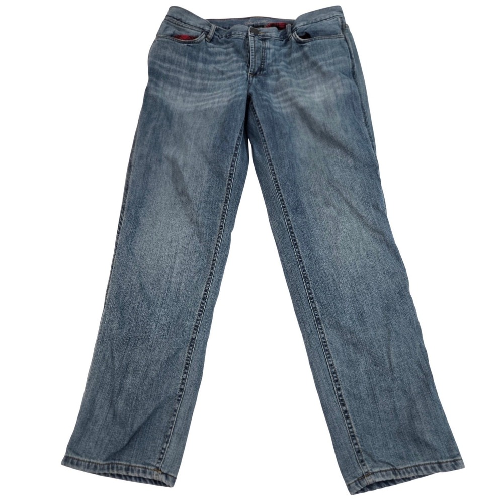 Eddie Bauer Flannel Lined Jeans Women 10 Plaid High Rise Thermal Winter 32x31‎